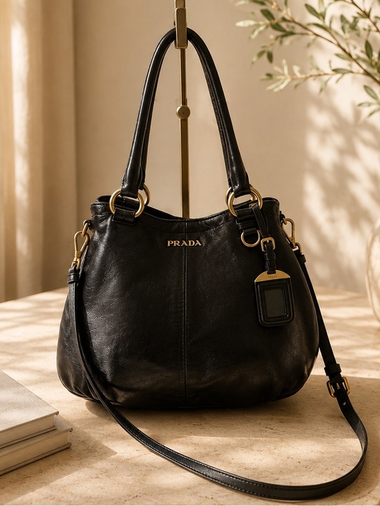 Prada Handbags - Authentic Prada BN1832 Soft Calf Leather Tote Black Made in Italy